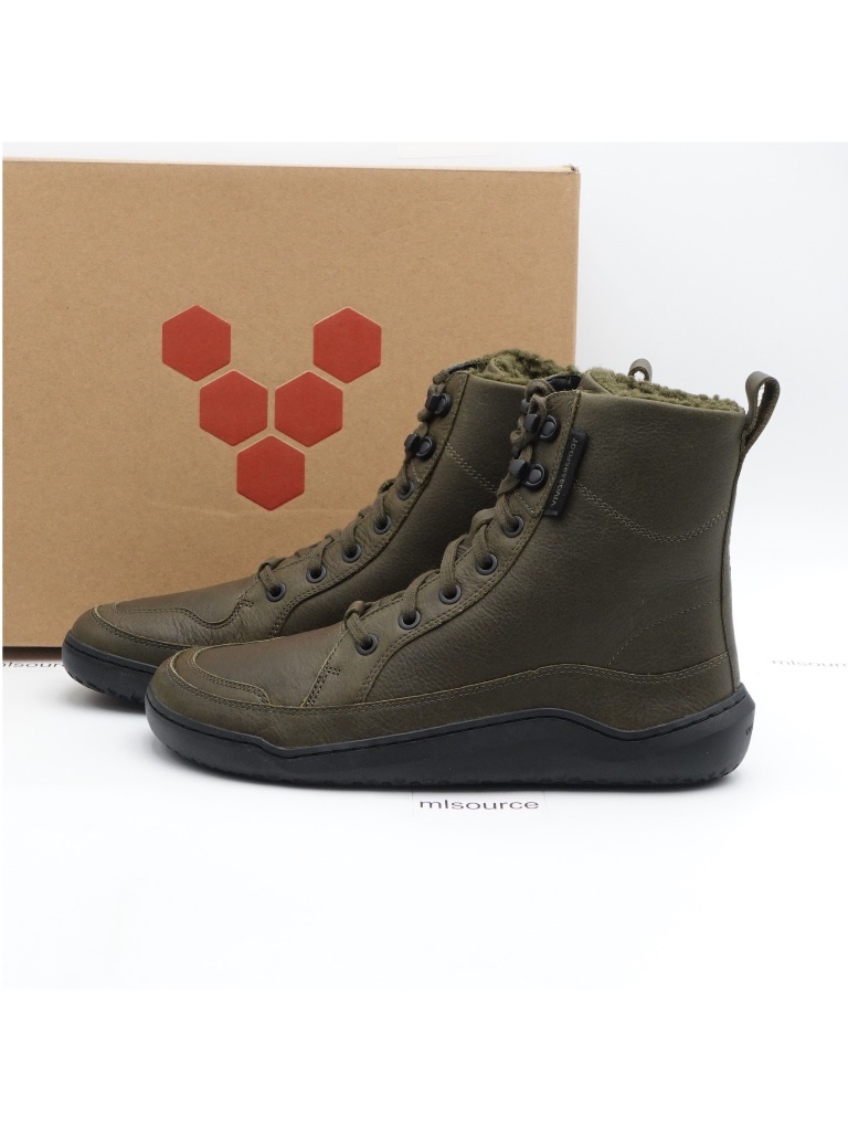New Women's Vivobarefoot Gobi Winterized Insulated Leather Boot Olive